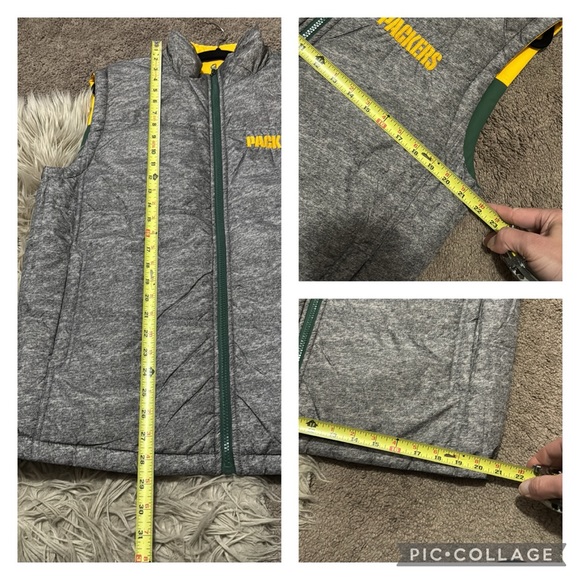 Green Bay Packers Reversible Vest-Men’s M-Yellow/Green or Marled Black/White-EUC - Picture 15 of 16
